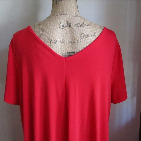 Roaman’s Red Swing Dress Plus Size 14/16 V-Neck Short Sleeve A-Line Midi - Picture 9 of 17